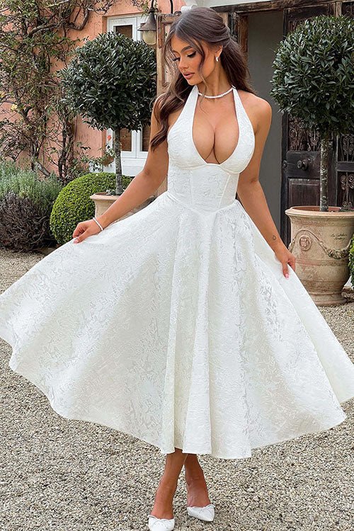 Miss | Jurk Dames Halterneck V-hals Maxi Bruiloftsgast - Miss Madera MIS-7BDI05