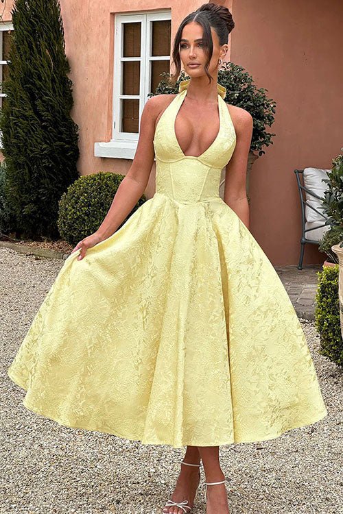 Miss | Jurk Dames Halterneck V-hals Maxi Bruiloftsgast - Miss Madera MIS-BKE9JT