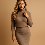 Miss | Jurk Dames Herfst/Winter Midi Relaxed - Gebreid - Miss Madera MIS-897DNO