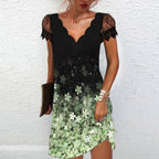 Miss | Jurk Dames Kanten Mouwen Bloemenprint Asymmetrische Zoom - Miss Madera MIS-Z3X62T