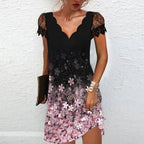 Miss | Jurk Dames Kanten Mouwen Bloemenprint Asymmetrische Zoom - Miss Madera MIS-3KRDKH