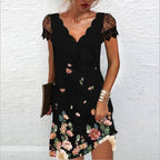 Miss | Jurk Dames Kanten Mouwen Bloemenprint Asymmetrische Zoom - Miss Madera MIS-Y9YIPD