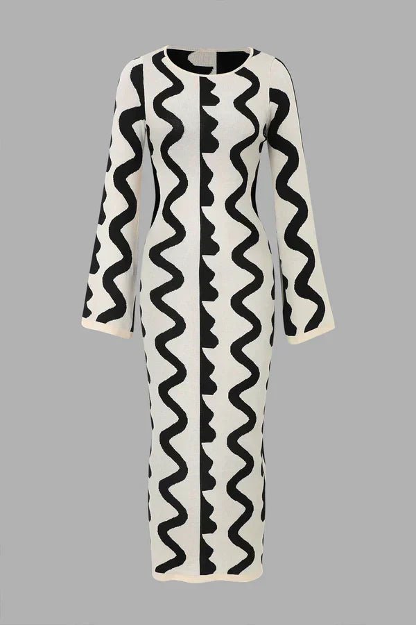Miss | Jurk Dames Lente Golfpatroon - Gebreid - Miss Madera MIS-002H8W