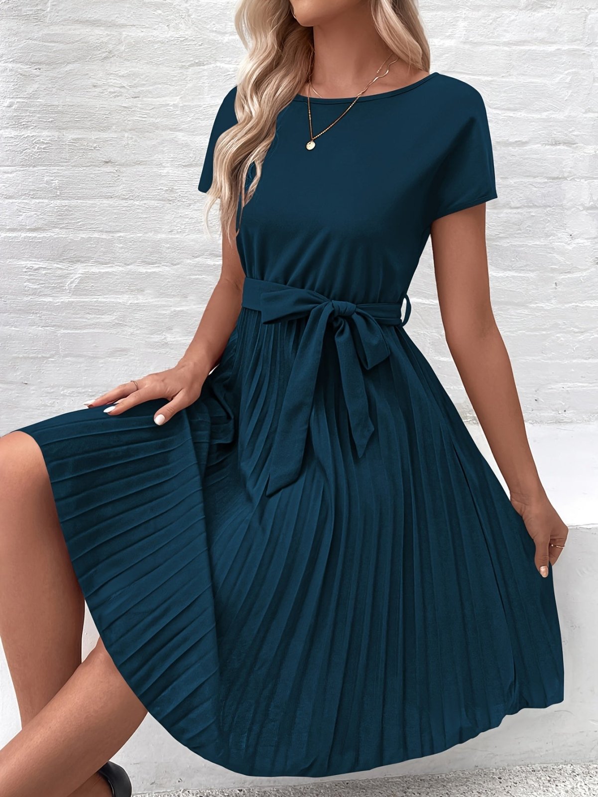 Miss | Jurk Dames Lente Midi Plissé - Polyester - Miss Madera MIS-LT2E9D