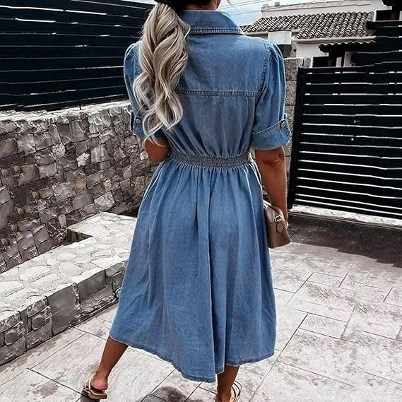 Miss | Jurk Dames Losvallend Casual - Denim - Miss Madera MIS-62EZ20