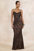 Miss | Jurk Dames Maxi Avond Luipaardprint - Mesh - Miss Madera MIS-RCLBOF