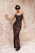 Miss | Jurk Dames Maxi Avond Luipaardprint - Mesh - Miss Madera MIS-RCLBOF