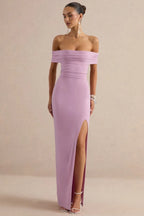 Miss | Jurk Dames Maxi Bardot Open Rug - Stretch Jersey - Miss Madera MIS-395VTS