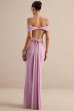 Miss | Jurk Dames Maxi Bardot Open Rug - Stretch Jersey - Miss Madera MIS-395VTS