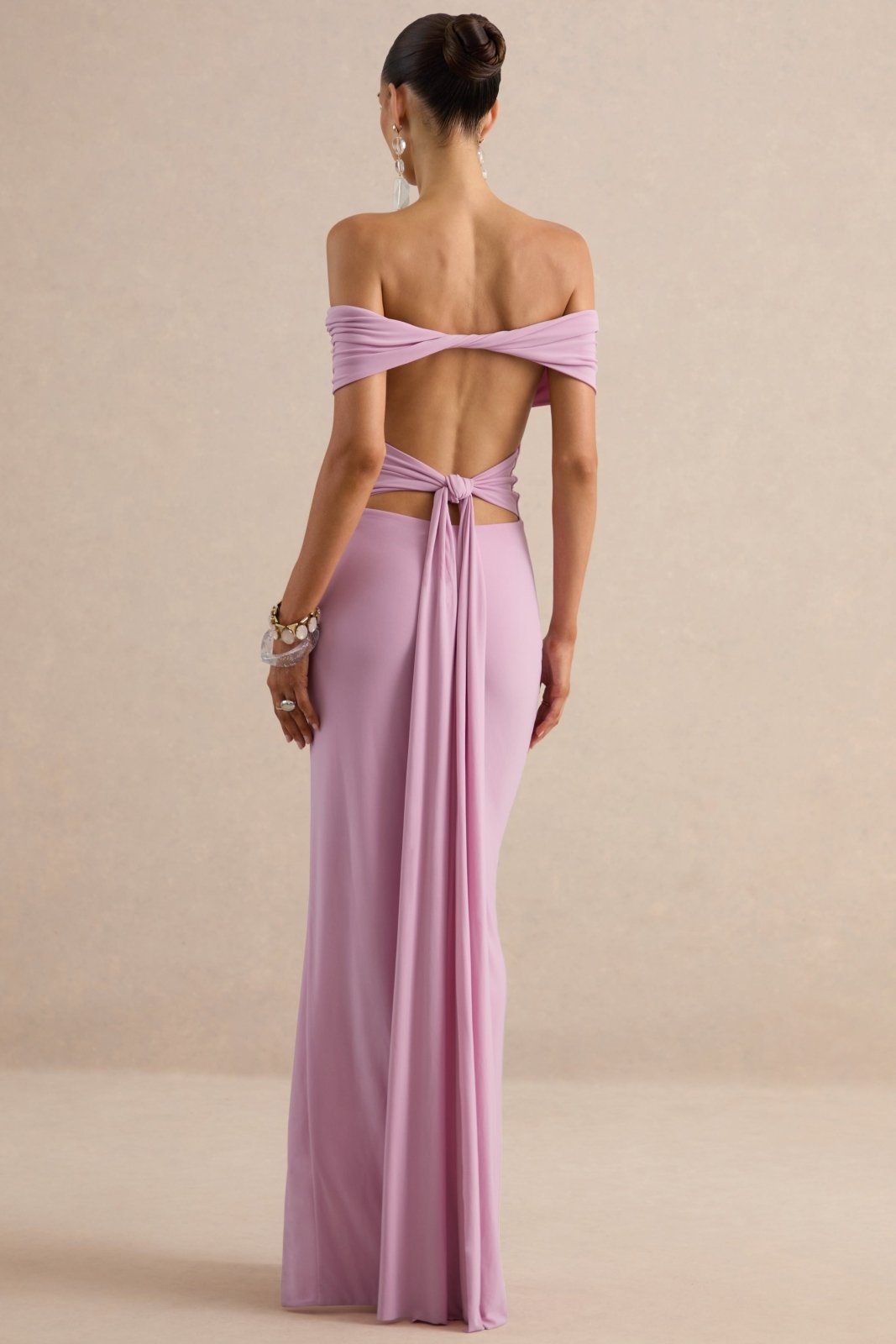 Miss | Jurk Dames Maxi Bardot Strapless - Stretch Jersey - Miss Madera MIS-7BGB3R
