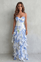 Miss | Jurk Dames Maxi Bloemenprint Gelaagd - Chiffon - Miss Madera MIS-BNGE40