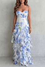 Miss | Jurk Dames Maxi Bloemenprint Gelaagd - Chiffon - Miss Madera MIS-BNGE40