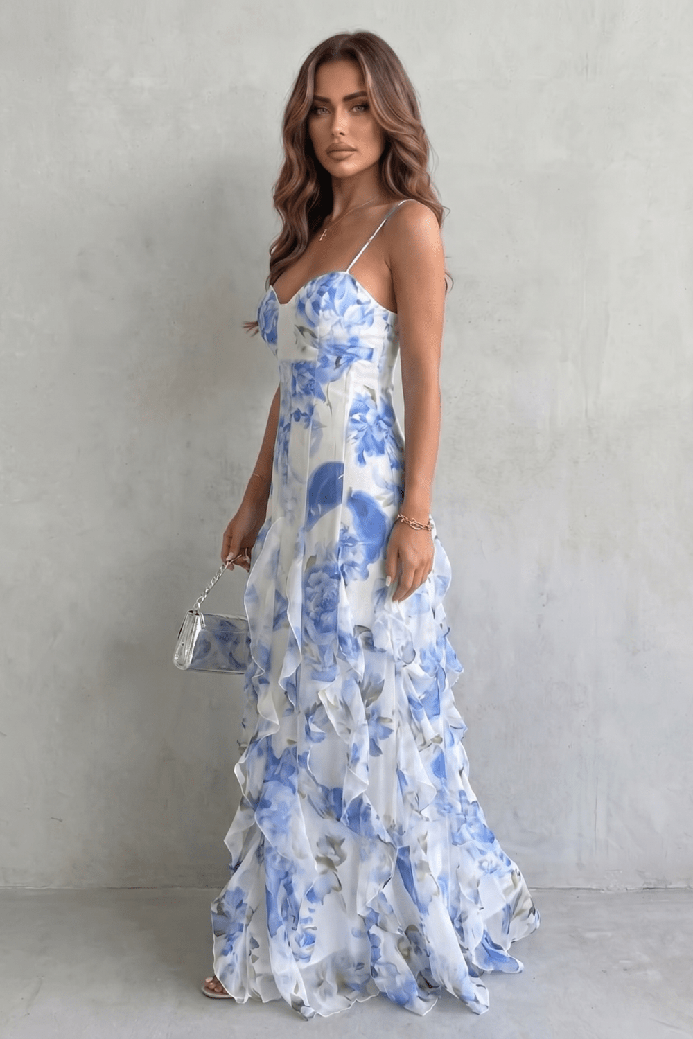 Miss | Jurk Dames Maxi Bloemenprint Gelaagd - Chiffon - Miss Madera MIS-BNGE40
