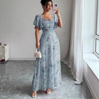 Miss | Jurk Dames Maxi Bloemenprint Sweetheart Korte Mouw - Miss Madera MIS-NKGM5F