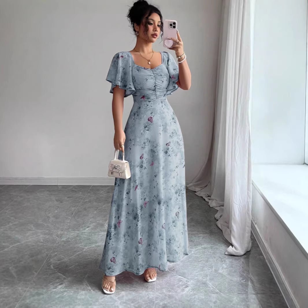 Miss | Jurk Dames Maxi Bloemenprint Sweetheart Korte Mouw - Miss Madera MIS-NKGM5F