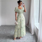 Miss | Jurk Dames Maxi Bloemenprint Sweetheart Korte Mouw - Miss Madera MIS-NKGM5F