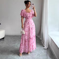Miss | Jurk Dames Maxi Bloemenprint Sweetheart Korte Mouw - Miss Madera MIS-NKGM5F