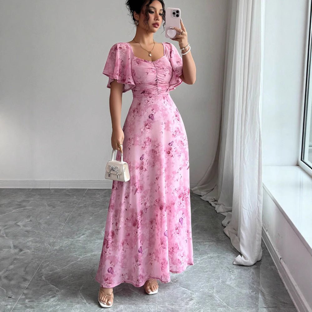 Miss | Jurk Dames Maxi Bloemenprint Sweetheart Korte Mouw - Miss Madera MIS-CSGD36