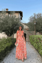 Miss | Jurk Dames Maxi Bloemenprint V-hals Ruches - Miss Madera MIS-JD2JEX