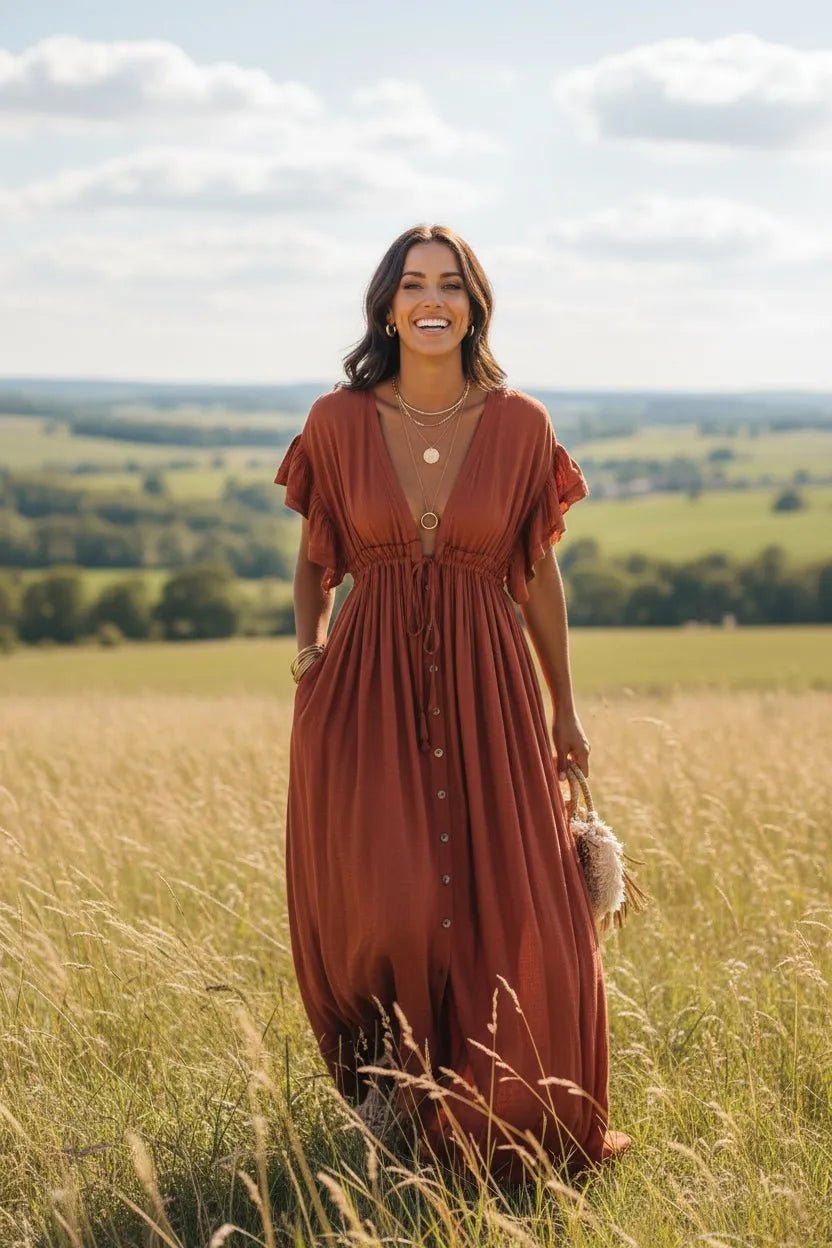 Miss | Jurk Dames Maxi Boho Chic - Viscose - Miss Madera 