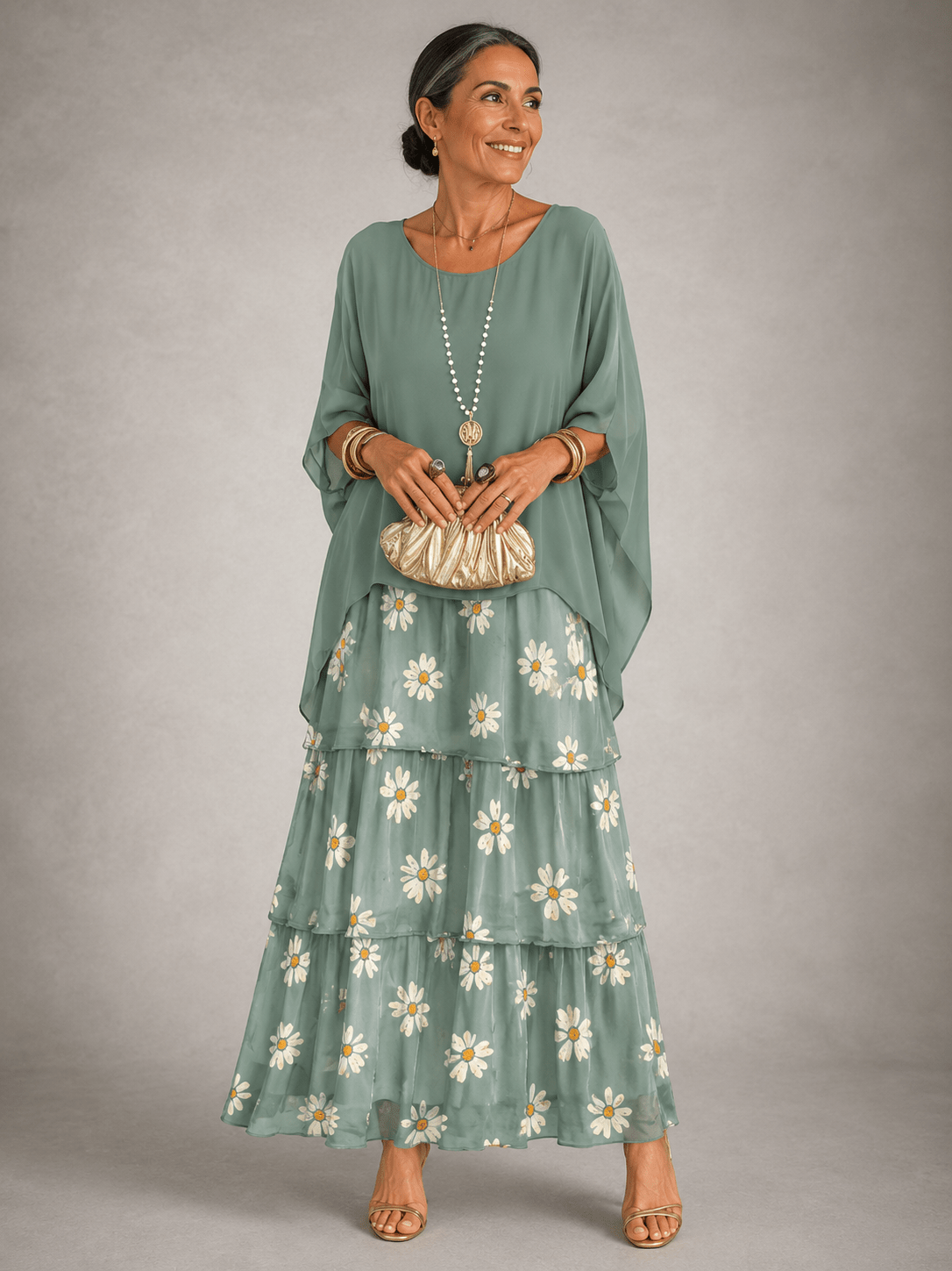 Miss | Jurk Dames Maxi Casual Gelaagd - Viscose - Miss Madera MIS-8ADTRI