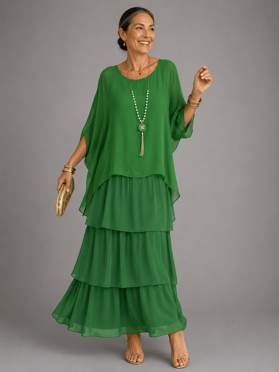 Miss | Jurk Dames Maxi Casual Gelaagd - Viscose - Miss Madera MIS-LG00AM
