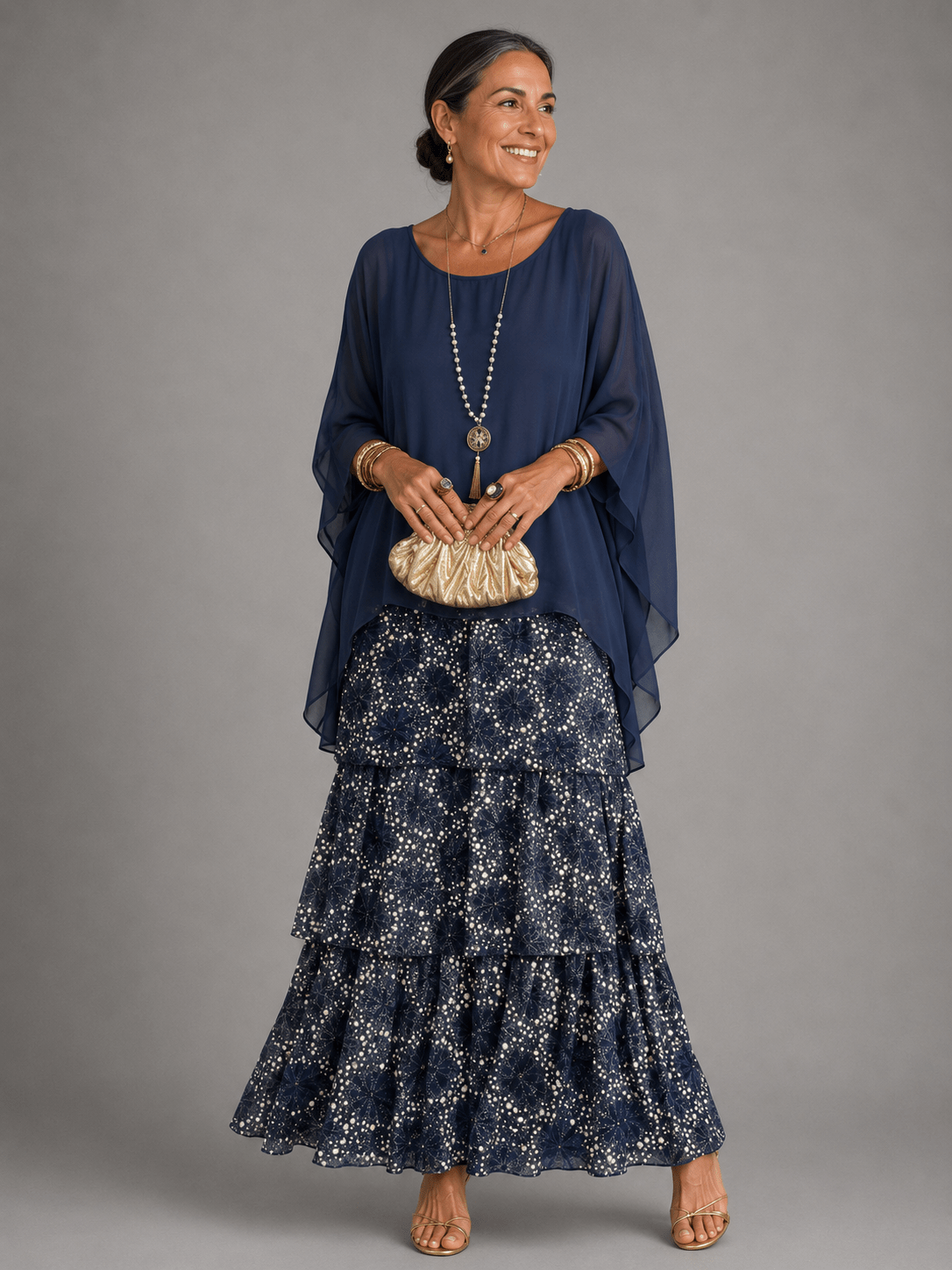Miss | Jurk Dames Maxi Casual Gelaagd - Viscose - Miss Madera MIS-8M1513
