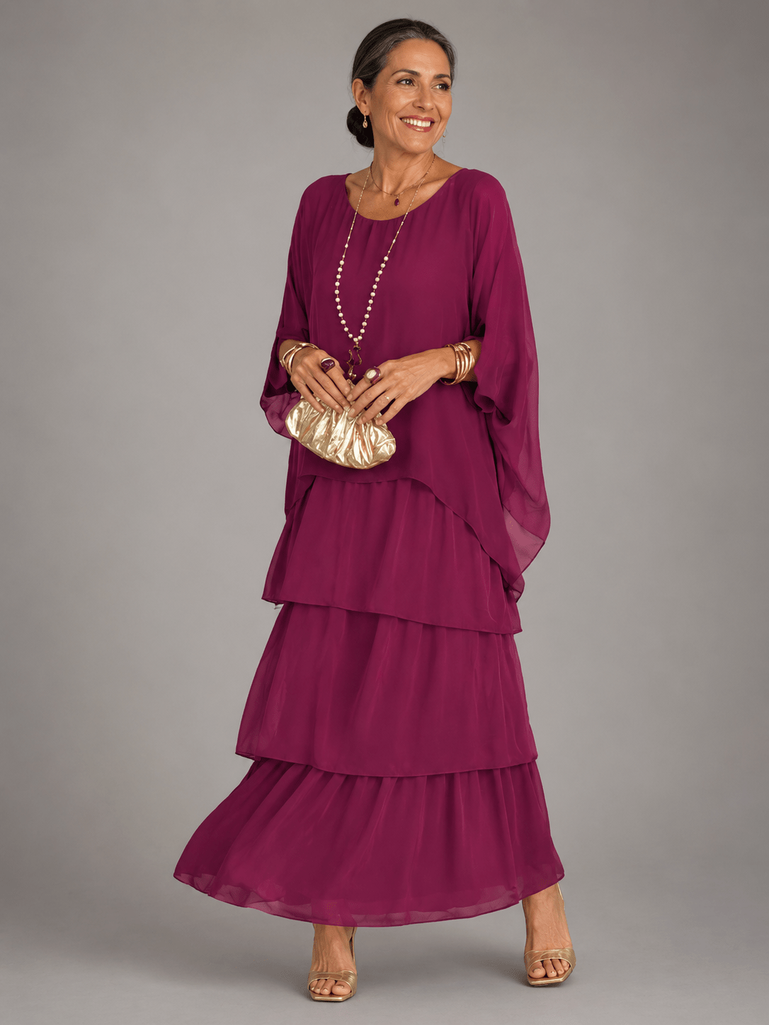 Miss | Jurk Dames Maxi Casual Gelaagd - Viscose - Miss Madera MIS-SE3OKM