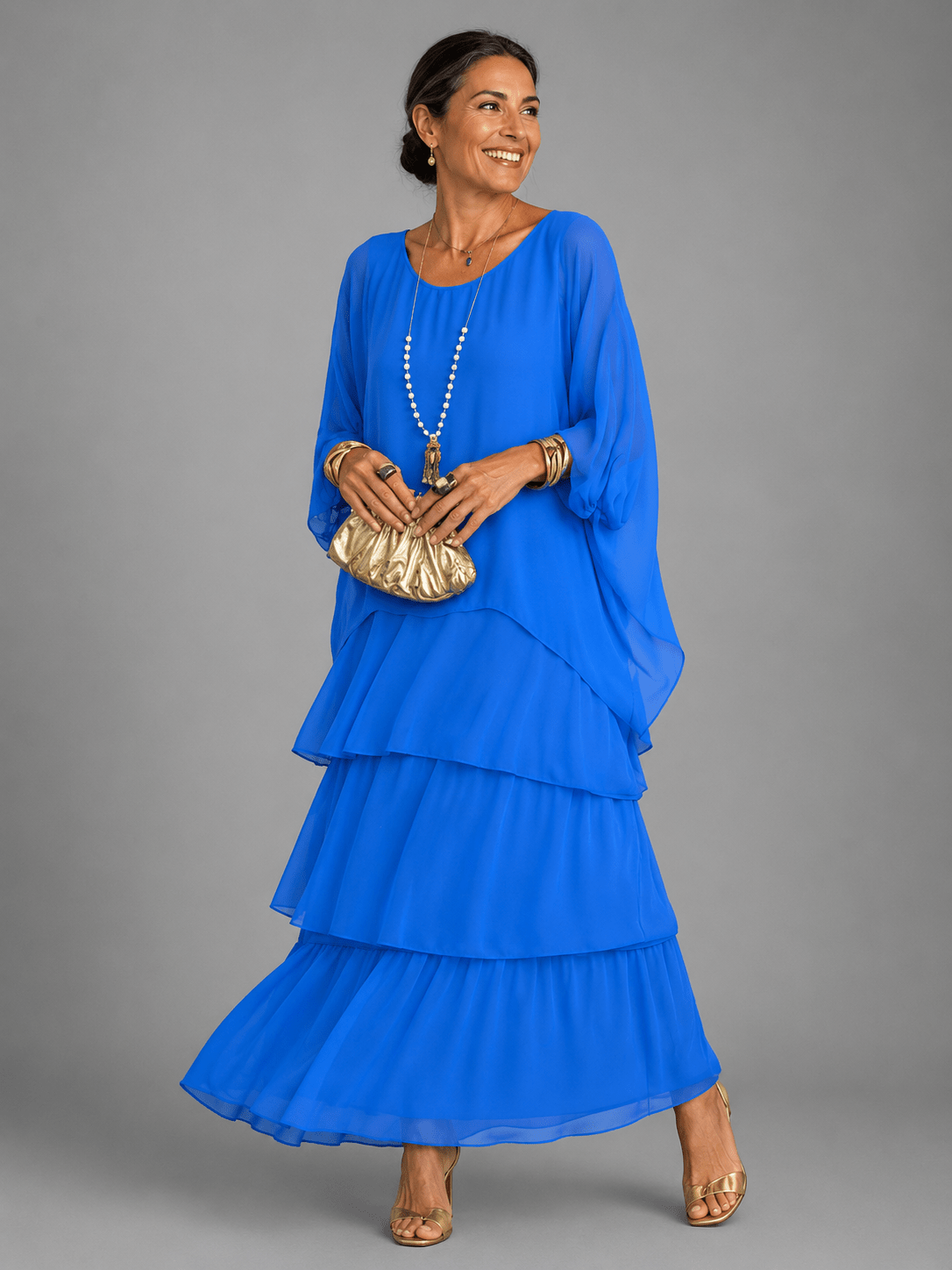 Miss | Jurk Dames Maxi Casual Gelaagd - Viscose - Miss Madera MIS-ZZWQA5