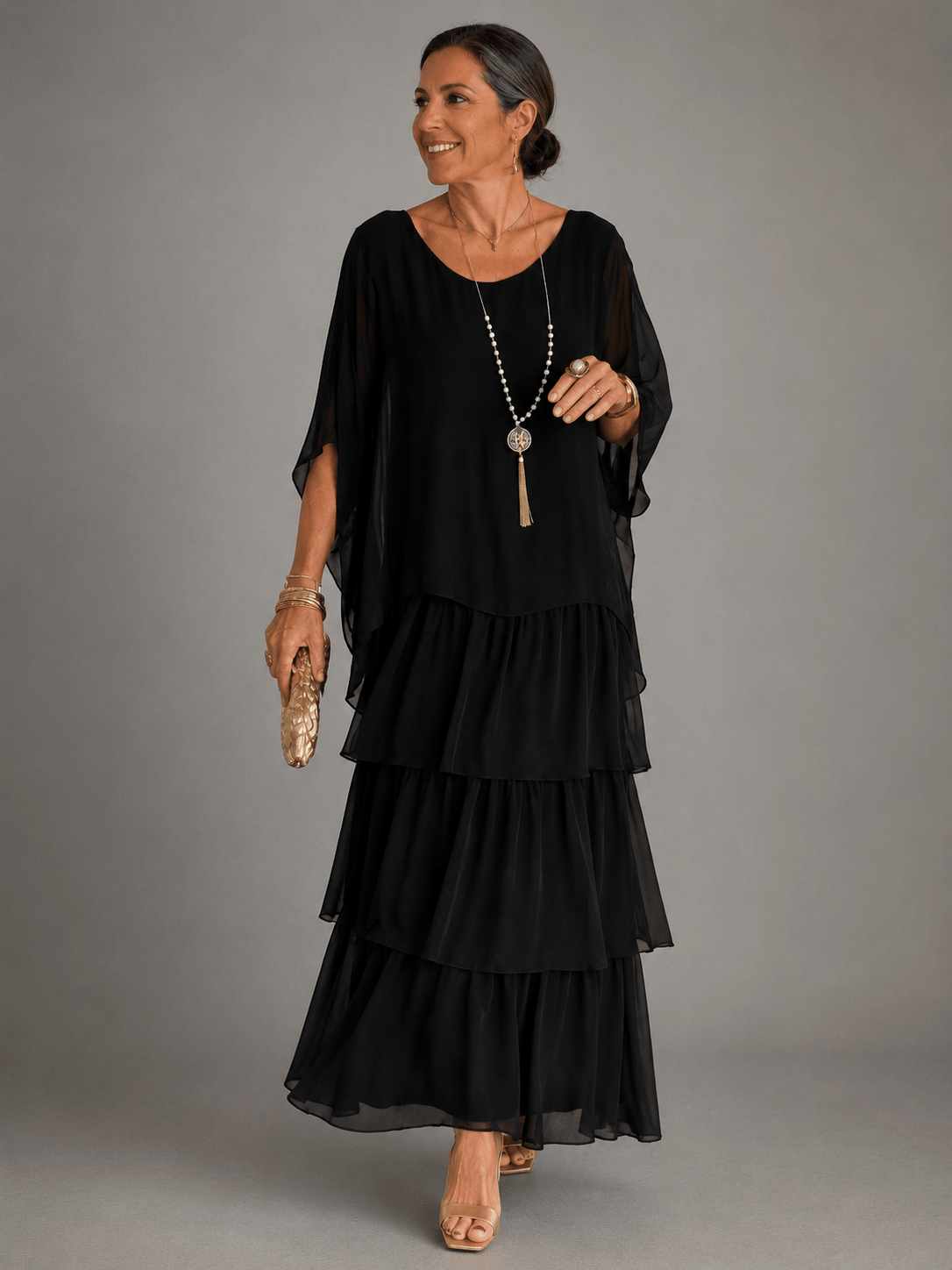 Miss | Jurk Dames Maxi Casual Gelaagd - Viscose - Miss Madera MIS-3OJM85