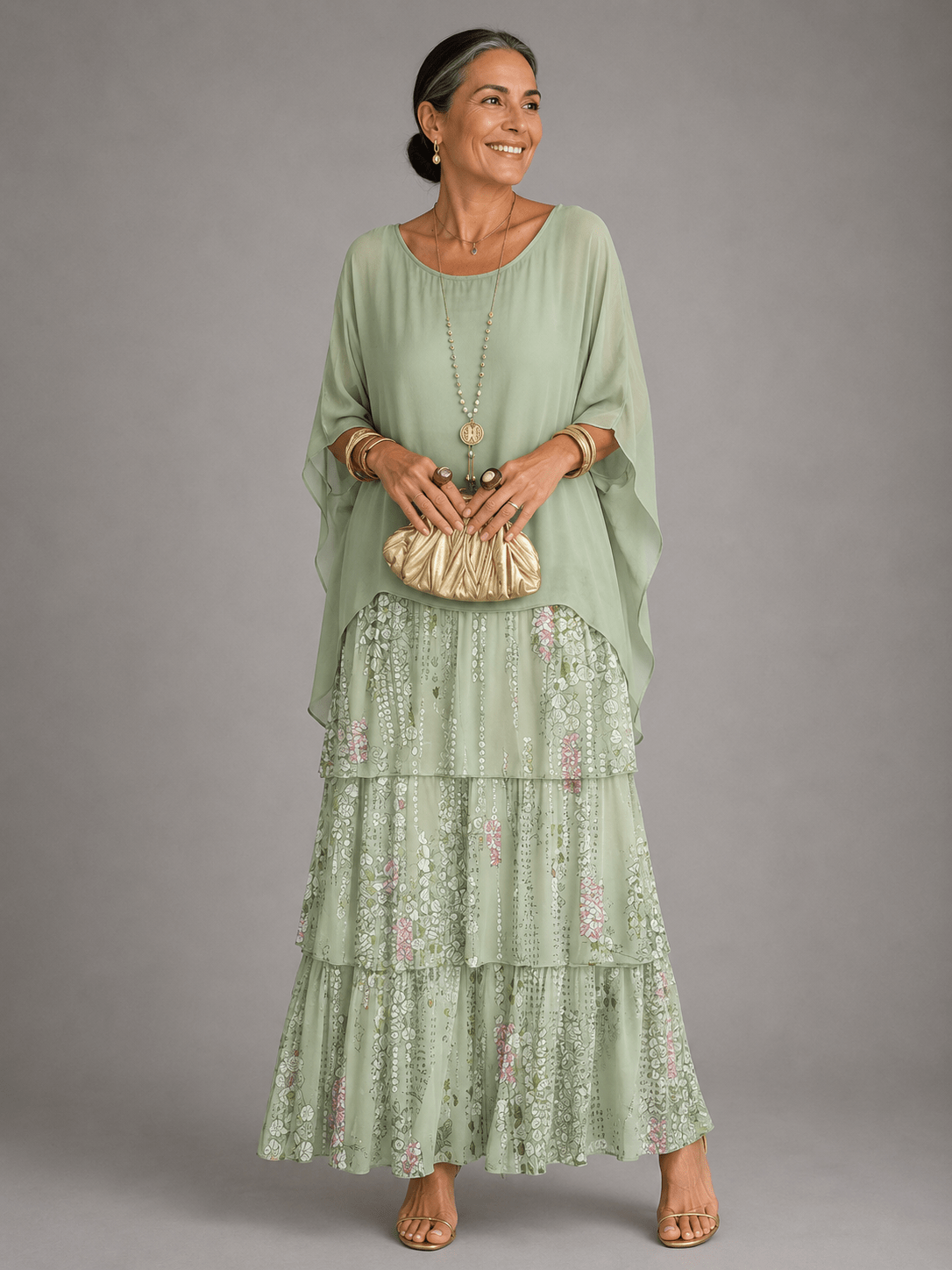 Miss | Jurk Dames Maxi Casual Gelaagd - Viscose - Miss Madera MIS-64YY3L