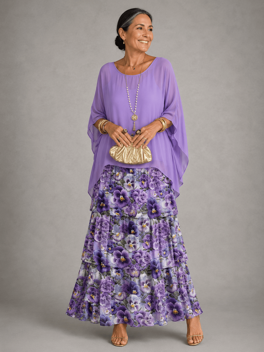 Miss | Jurk Dames Maxi Casual Gelaagd - Viscose - Miss Madera MIS-0BFOAR