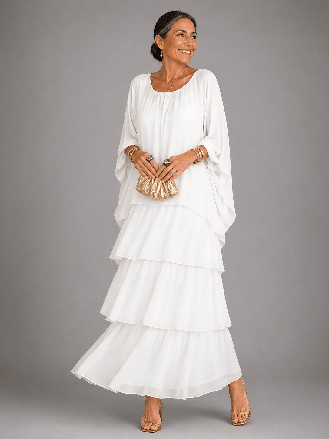 Miss | Jurk Dames Maxi Casual Gelaagd - Viscose - Miss Madera MIS-345Q8S