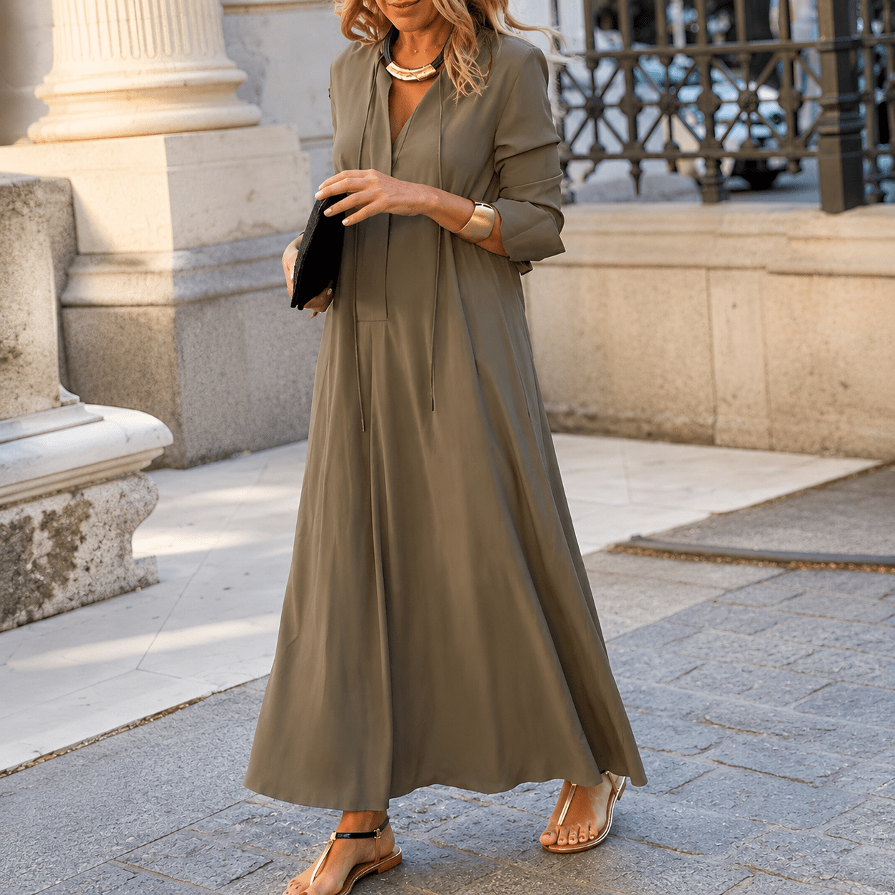 Miss | Jurk Dames Maxi Casual - Viscose - Miss Madera MIS-VR8F2H