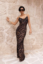 Miss | Jurk Dames Maxi Cowl-Neck Luipaardprint - Mesh - Miss Madera MIS-SXP2JU