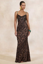 Miss | Jurk Dames Maxi Cowl-Neck Luipaardprint - Mesh - Miss Madera MIS-SXP2JU