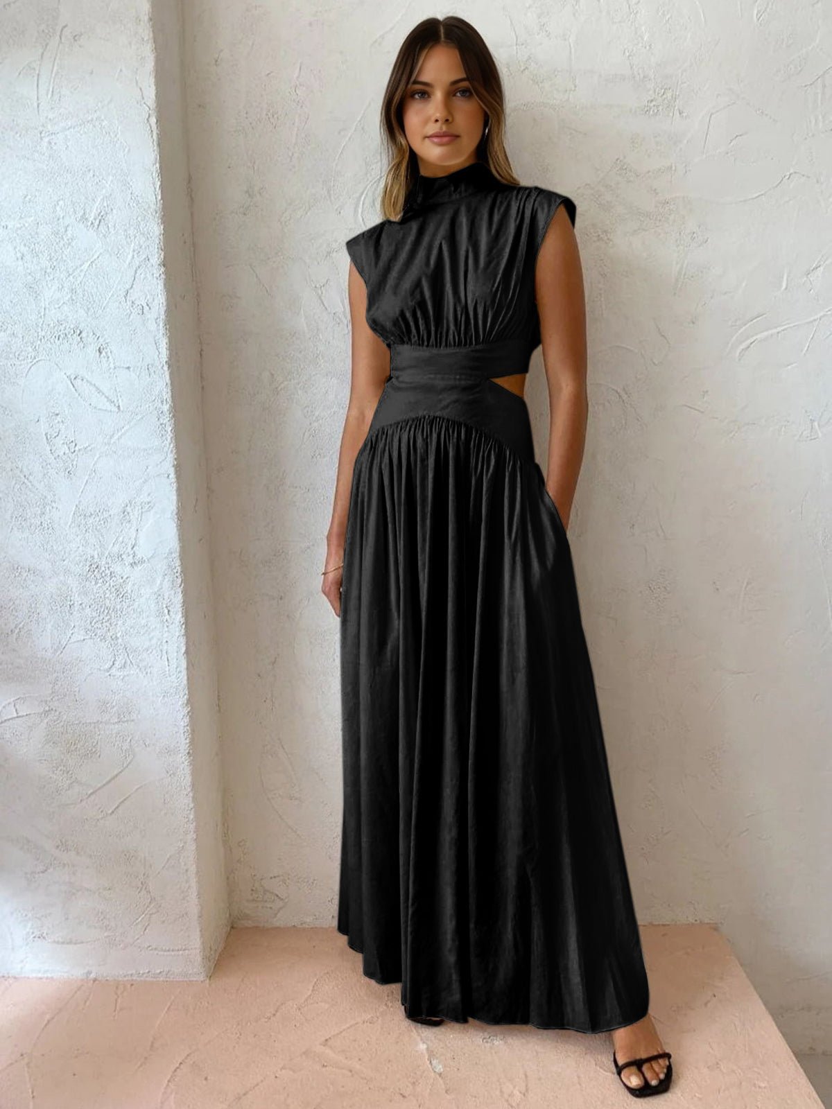 Miss | Jurk Dames Maxi Cut-Out Korte Mouw - Viscose - Miss Madera MIS-36JV1H