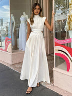 Miss | Jurk Dames Maxi Cut-Out Opstaande Kraag Mouwloos - Polyester - Miss Madera MIS-4QHSCQ