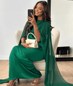 Miss | Jurk Dames Maxi Draped Sleeve - Satijn - Miss Madera MIS-C29AO8
