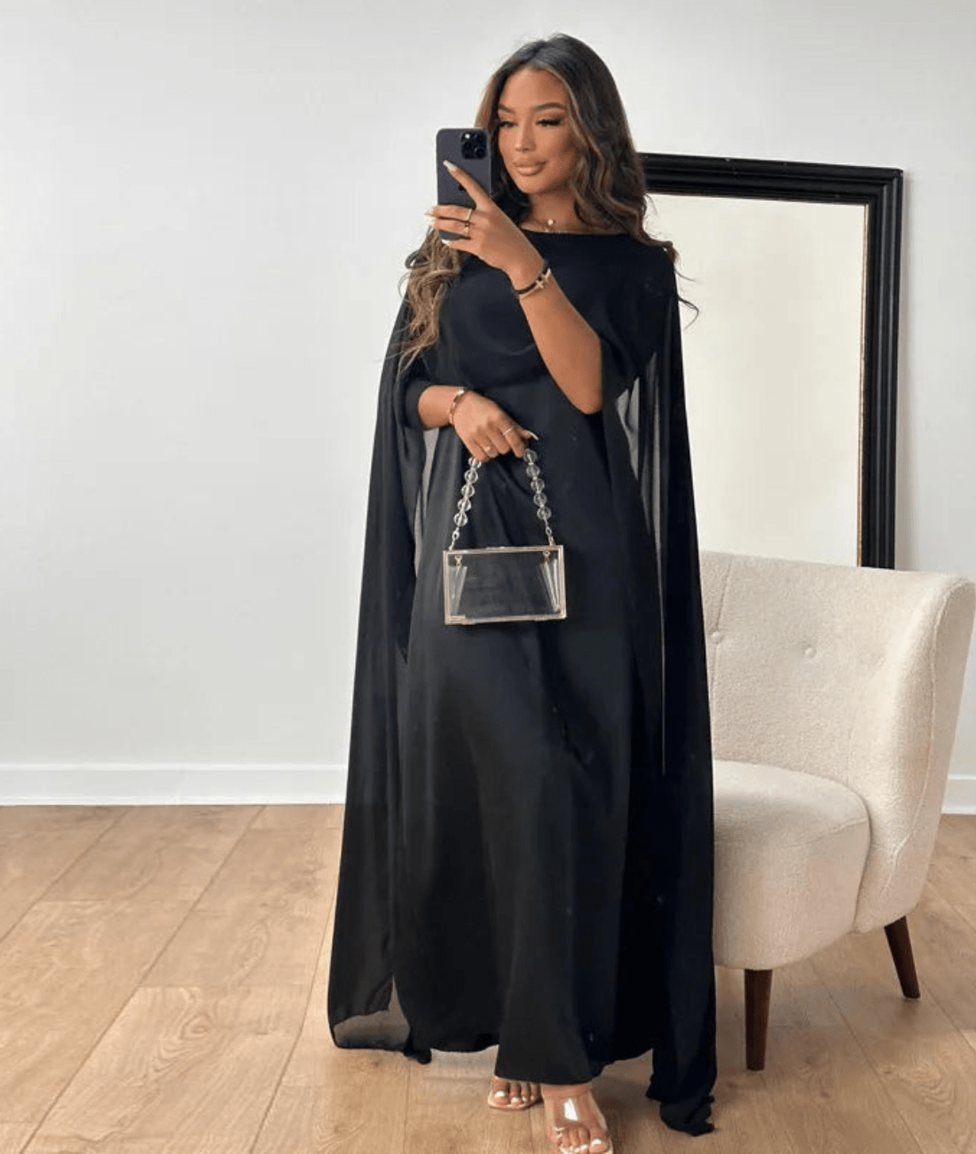 Miss | Jurk Dames Maxi Draped Sleeve - Satijn - Miss Madera MIS-UBROZT