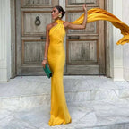 Miss | Jurk Dames Maxi Eén Schouder - Polyester - Miss Madera MIS-B390DB