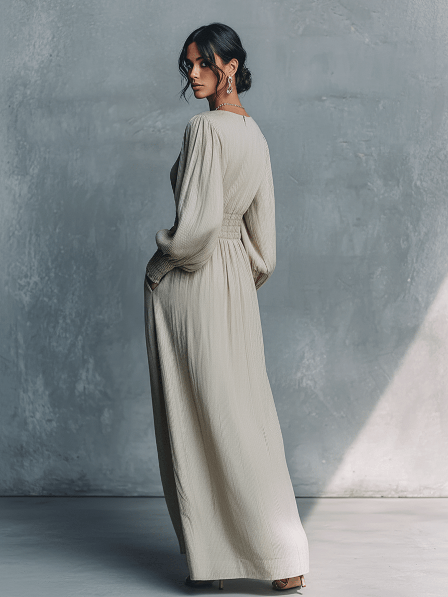 Miss | Jurk Dames Maxi Everyday - Linnen - Miss Madera MIS-BF65F5