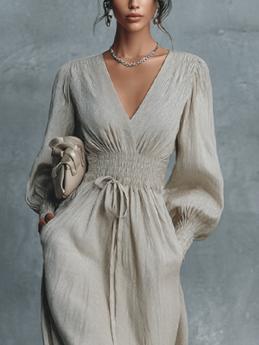 Miss | Jurk Dames Maxi Everyday - Linnen - Miss Madera MIS-BF65F5