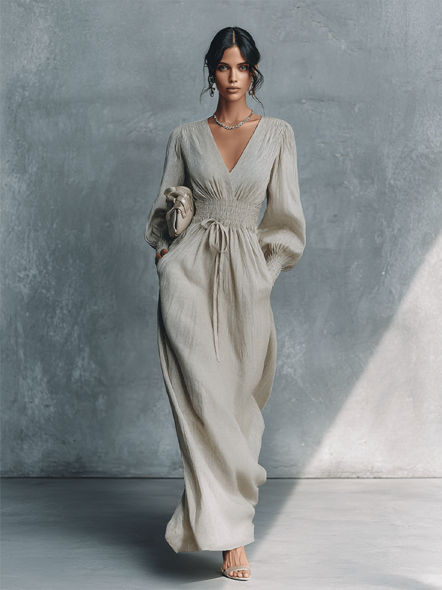 Miss | Jurk Dames Maxi Everyday - Linnen - Miss Madera MIS-BF65F5
