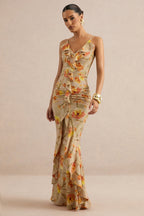Miss | Jurk Dames Maxi Fishtail Bloemenprint - Polyester - Miss Madera MIS-DT1TS8