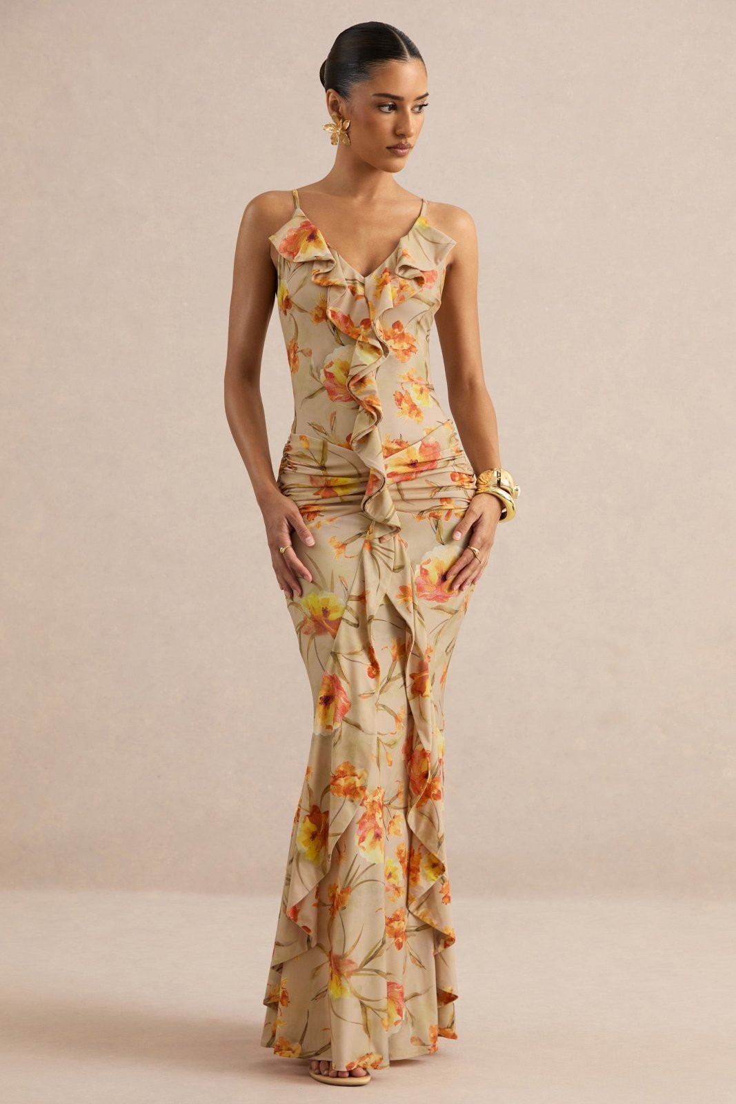 Miss | Jurk Dames Maxi Fishtail Bloemenprint - Polyester - Miss Madera MIS-ANJFNY