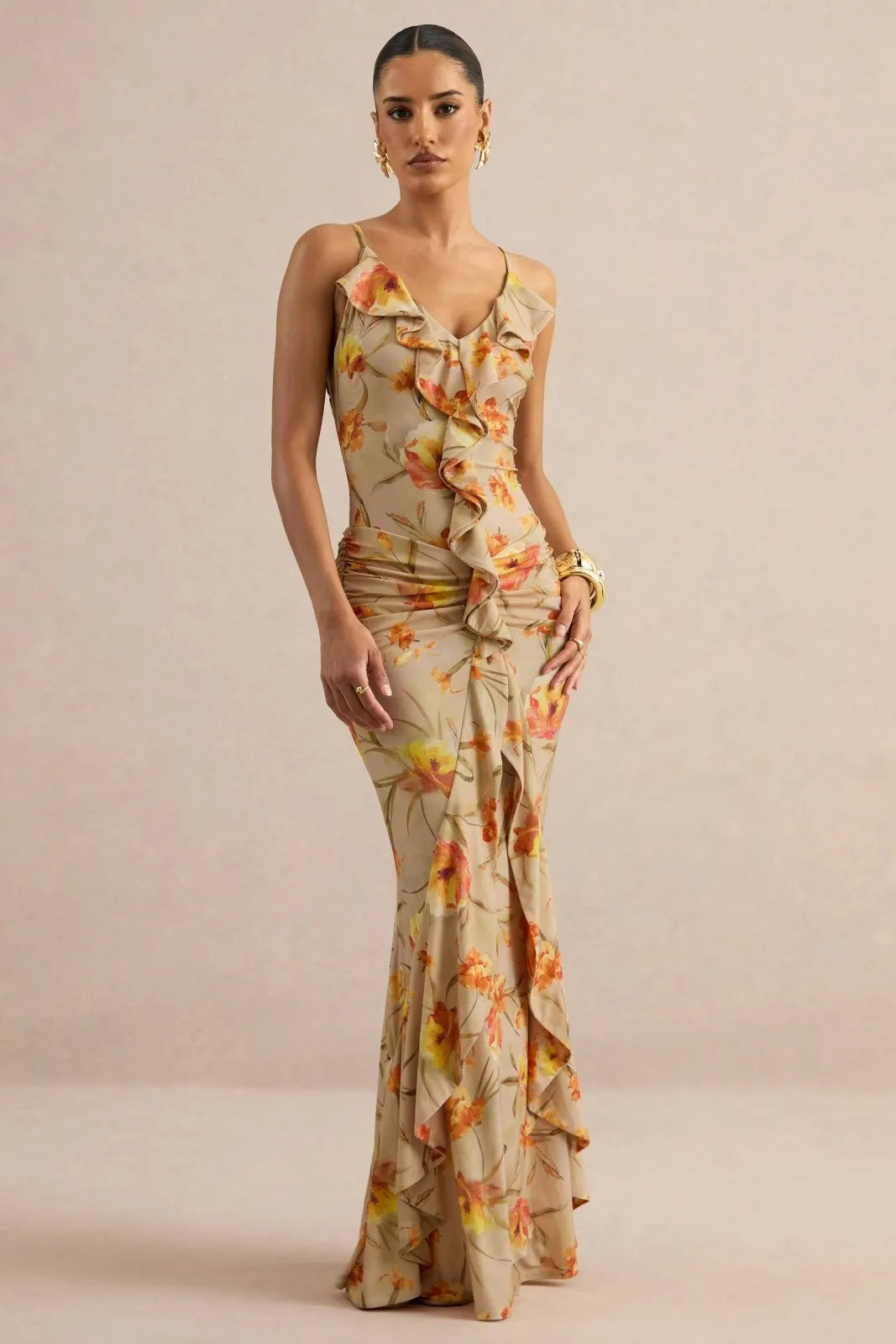Miss | Jurk Dames Maxi Fishtail Bloemenprint - Polyester - Miss Madera MIS-ANJFNY