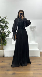 Miss | Jurk Dames Maxi Geplisseerd Ballonmouw Wikkeldetail - Miss Madera MIS-GODDCS