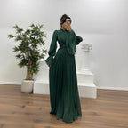 Miss | Jurk Dames Maxi Geplisseerd Ballonmouw Wikkeldetail - Miss Madera MIS-NTGZF2