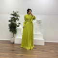 Miss | Jurk Dames Maxi Geplisseerd Ballonmouw Wikkeldetail - Miss Madera MIS-NTGZF2